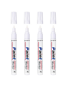 Marcadores Permanentes Blancos DAPAWIN - Paquete de 4, Punta Media