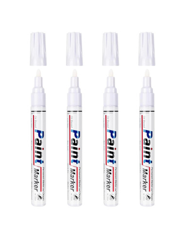 Marcadores Permanentes Blancos DAPAWIN - Paquete de 4, Punta Media