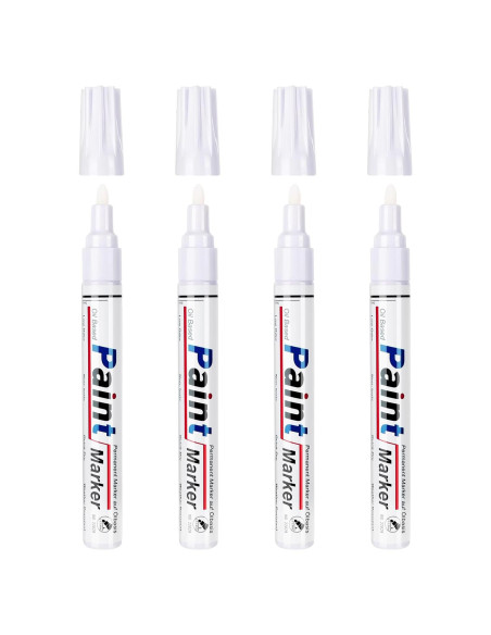 Marcadores Permanentes Blancos DAPAWIN - Paquete de 4, Punta Media