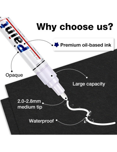 Marcadores Permanentes Blancos DAPAWIN - Paquete de 4, Punta Media