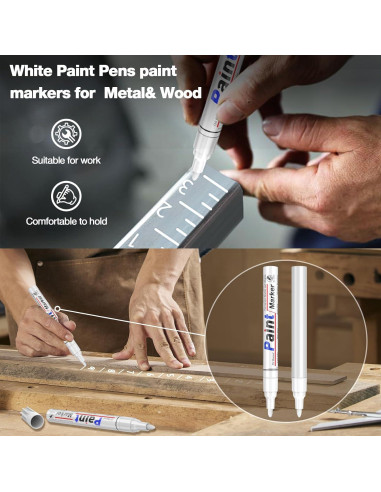 Marcadores Permanentes Blancos DAPAWIN - Paquete de 4, Punta Media