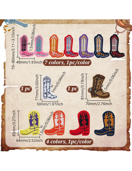 Parches Bordados de Botas AHANDMAKER 13 Piezas Coloridos