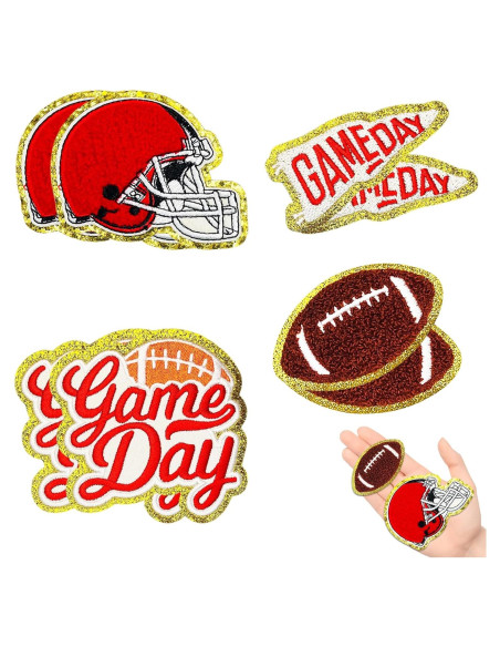 Parches de Fútbol Chenille Jongdari 8pcs Rojo para Planchar
