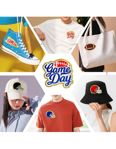 Parches de Fútbol Chenille Jongdari 8pcs Rojo para Planchar