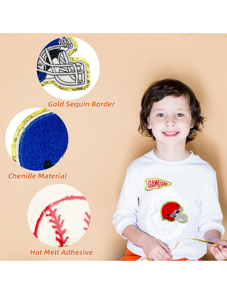 Parches de Fútbol Chenille Jongdari 8pcs Rojo para Planchar