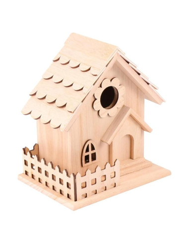Casa de Aves de Madera Natural Milisten 17x12.5 cm DIY