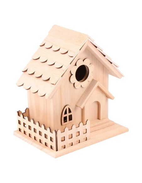 Casa de Aves de Madera Natural Milisten 17x12.5 cm DIY