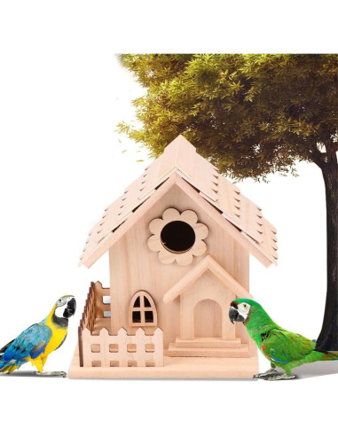 Casa de Aves de Madera Natural Milisten 17x12.5 cm DIY