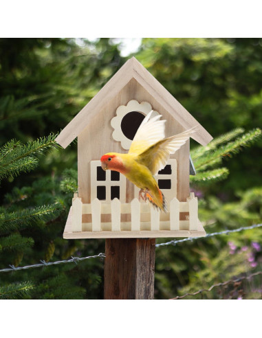 Casa de Aves de Madera Natural Milisten 17x12.5 cm DIY