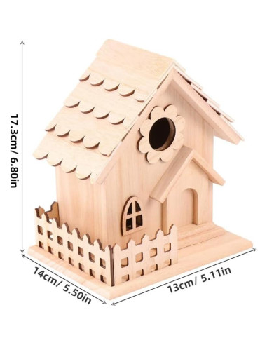 Casa de Aves de Madera Natural Milisten 17x12.5 cm DIY