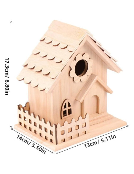 Casa de Aves de Madera Natural Milisten 17x12.5 cm DIY