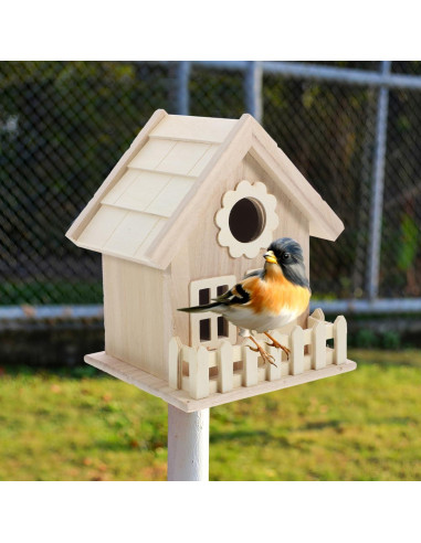 Casa de Aves de Madera Natural Milisten 17x12.5 cm DIY