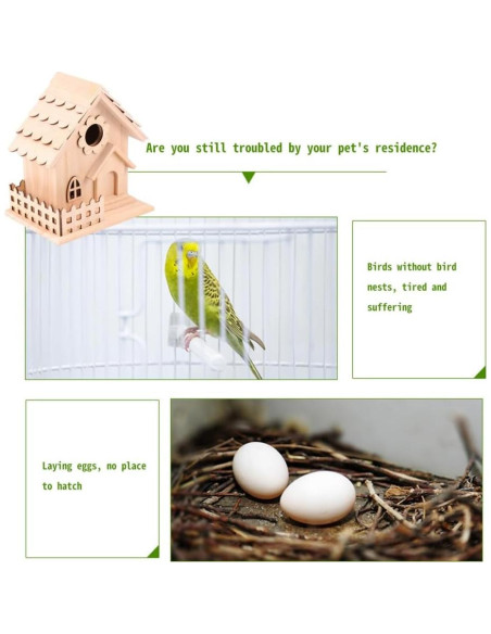 Casa de Aves de Madera Natural Milisten 17x12.5 cm DIY