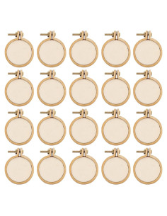 Aros de Bordado Mini EXCEART 20 Piezas 2.5cm Madera DIY