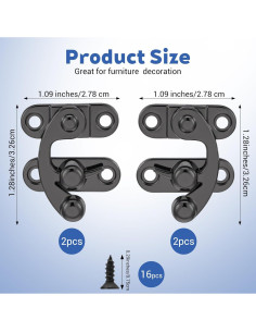 Paquete de 4 Pestillos Pequeños Negros Sorcristy con Tornillos 2
