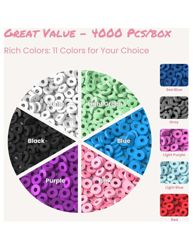 Kit de Fabricación de Pulseras Gionlion 4000 Piezas Cuentas 6mm
