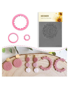 Cortadores de Arcilla de Polímero Keoker - 3 Piezas + Hoja Textura