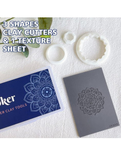 Cortadores de Arcilla de Polímero Keoker - 3 Piezas + Hoja Textura 2