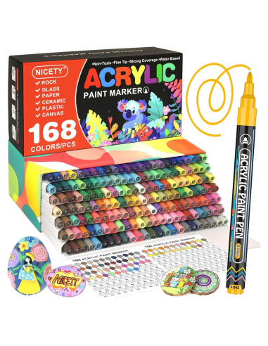 Marcadores Acrílicos NICETY 168 Colores 0.7mm Punta Fina