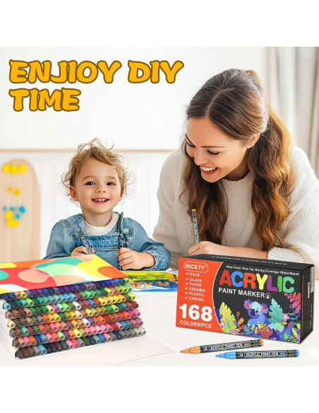 Marcadores Acrílicos NICETY 168 Colores 0.7mm Punta Fina