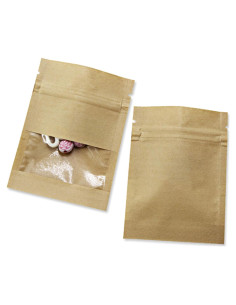 Paquete de 100 Bolsas de Papel Kraft PABCK 6x6cm Reutilizables