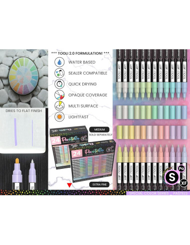 Set de Marcadores de Pintura Acrílica TOOLI-ART 24 Colores Pastel