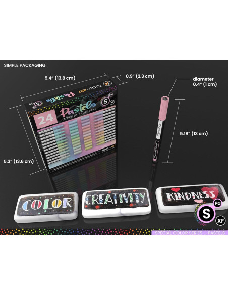 Set de Marcadores de Pintura Acrílica TOOLI-ART 24 Colores Pastel