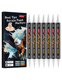 Marcadores de Pintura Acrílica Blanca Droaful - 6 Piezas Doble Punta