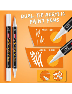 Marcadores de Pintura Acrílica Blanca Droaful - 6 Piezas Doble Punta 2