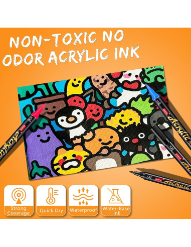 Marcadores de Pintura Acrílica Blanca Droaful - 6 Piezas Doble Punta