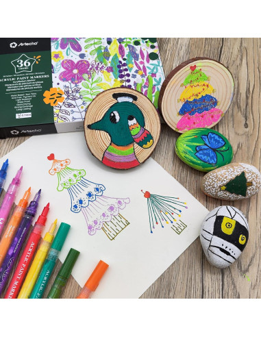 Marcadores de Pintura Acrílica Artecho 36 Colores 0.7mm Punta Fina