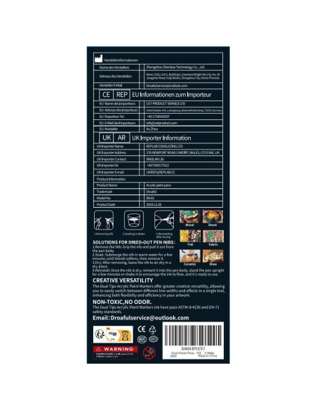 Marcadores de Pintura Acrílica Blanca Droaful - 6 Piezas Doble Punta