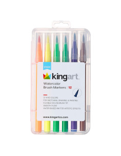 Marcadores de Pincel Acuarelables KINGART 410-12, 12 Colores