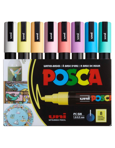 Set de 8 Marcadores Posca Mediana 5M - Colores Suaves