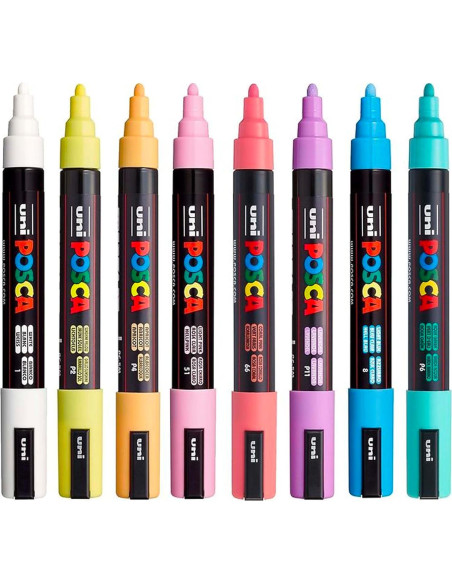 Set de 8 Marcadores Posca Mediana 5M - Colores Suaves