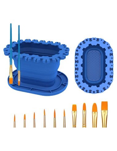 Taza Limpiadora de Pinceles SUWARMN Azul 355ml Plegable