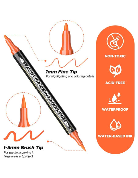 72 Marcadores Acrílicos Diyeever Doble Punta Multicolor