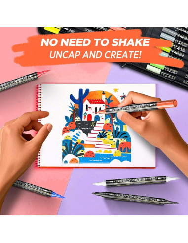 72 Marcadores Acrílicos Diyeever Doble Punta Multicolor