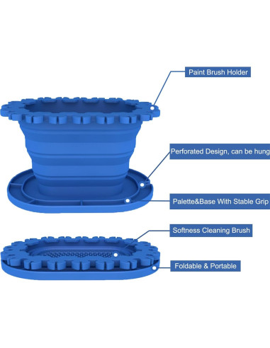 Taza Limpiadora de Pinceles SUWARMN Azul 355ml Plegable