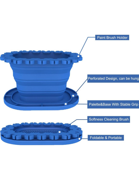 Taza Limpiadora de Pinceles SUWARMN Azul 355ml Plegable