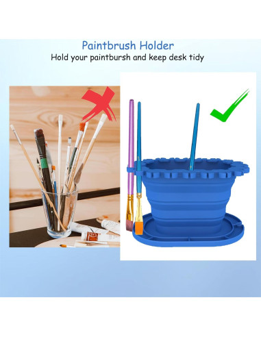 Taza Limpiadora de Pinceles SUWARMN Azul 355ml Plegable