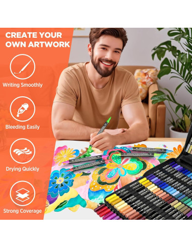 72 Marcadores Acrílicos Diyeever Doble Punta Multicolor