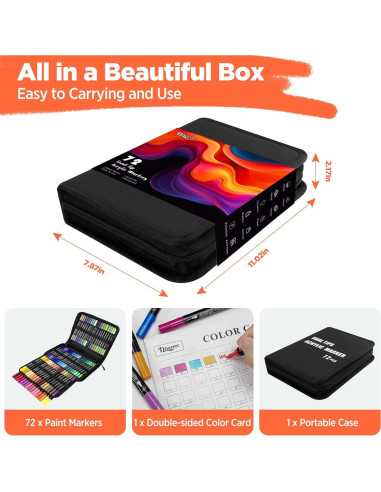 72 Marcadores Acrílicos Diyeever Doble Punta Multicolor