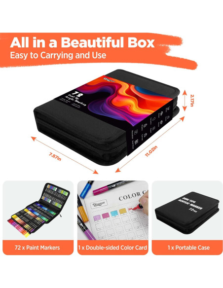 72 Marcadores Acrílicos Diyeever Doble Punta Multicolor