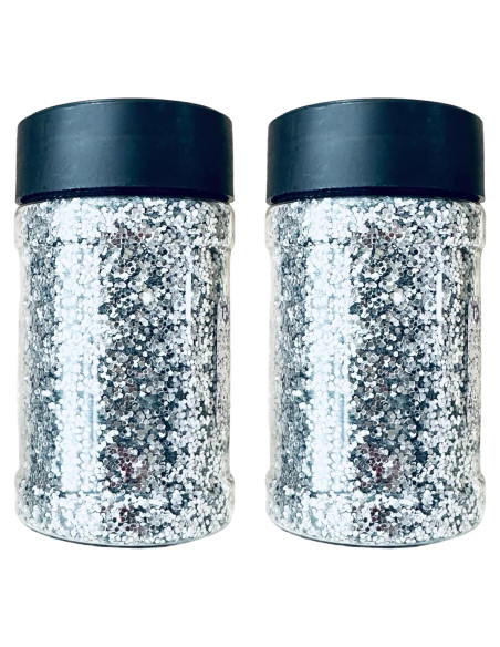 Glitter Plateado Hexagonal ALAZCO 226 Gramos para Manualidades