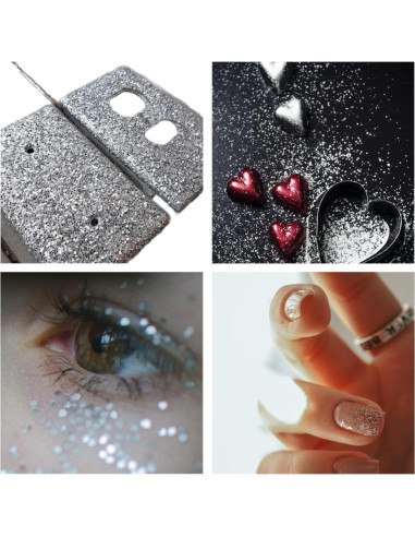 Glitter Plateado Hexagonal ALAZCO 226 Gramos para Manualidades