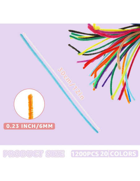 1200 Limpiapipas Multicolor WOPPLXY 6mm x 30cm Manualidades