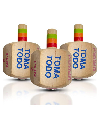 Juego de Toma Todo Pirinola Mexicana de Madera - Set de 3