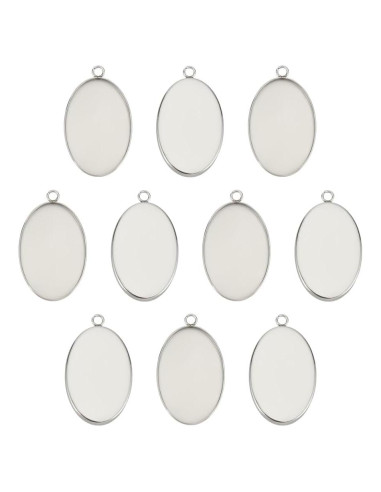 Bandejas de Bezel Ovaladas UNICRAFTALE 10pcs 20x30mm Acero Inoxidable