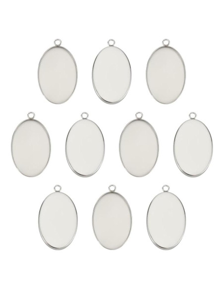 Bandejas de Bezel Ovaladas UNICRAFTALE 10pcs 20x30mm Acero Inoxidable